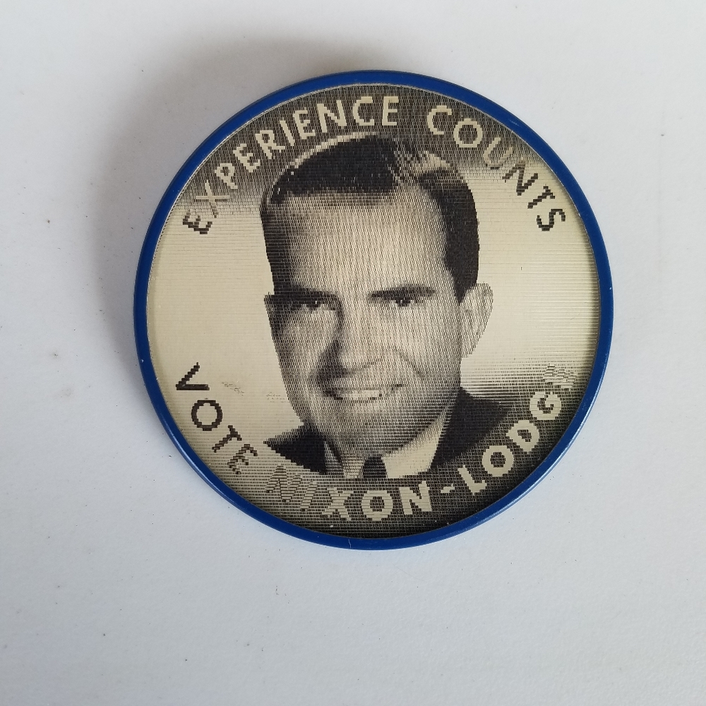 c1960 Nixon/Lodge for president political flasher portrait pinback 2 1/2" button